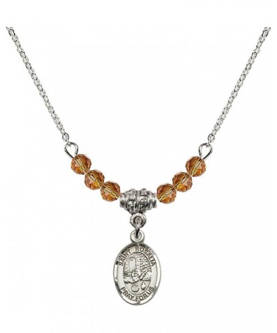 November Birth Month Bead Necklace with Catholic Patron Saint Petite Charm, 18 Inch Saint Rosalia $32.44 Necklaces