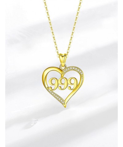 Sterling Silver Angel Numbers Heart Necklaces for Women Girls Numerology Jewelry, Your Lucky Number Gold 999 $25.64 Necklaces