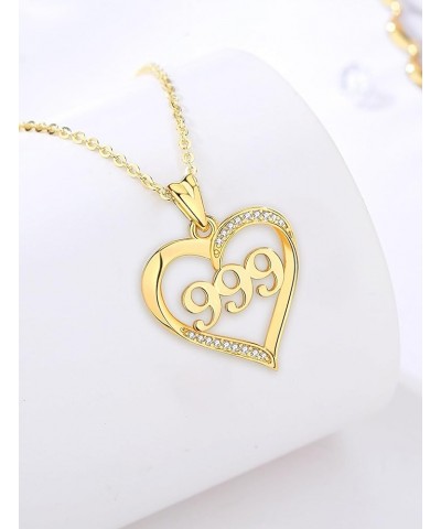 Sterling Silver Angel Numbers Heart Necklaces for Women Girls Numerology Jewelry, Your Lucky Number Gold 999 $25.64 Necklaces