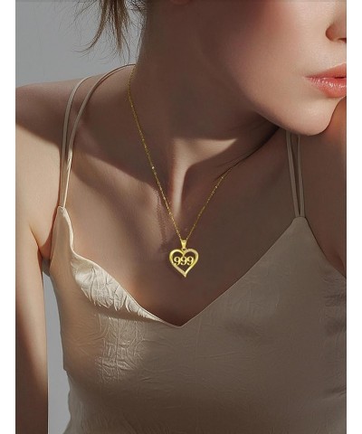 Sterling Silver Angel Numbers Heart Necklaces for Women Girls Numerology Jewelry, Your Lucky Number Gold 999 $25.64 Necklaces