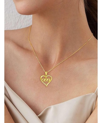 Sterling Silver Angel Numbers Heart Necklaces for Women Girls Numerology Jewelry, Your Lucky Number Gold 999 $25.64 Necklaces