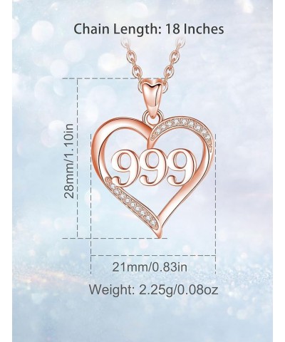 Sterling Silver Angel Numbers Heart Necklaces for Women Girls Numerology Jewelry, Your Lucky Number Gold 999 $25.64 Necklaces