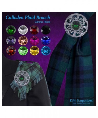 Culloden Plaid Brooch - Elegant Chrome Celtic Pin in Pewter with Assorted Stone Colors, 3-Inch Diameter Red $9.20 Brooches & ...