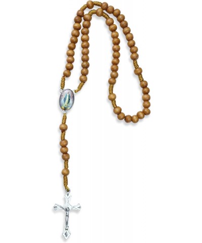 Our Lady of Grace Miraculous Rosary, Brown Beads and Silver Tone INRI Crucifix Pendant, 13 $8.48 Necklaces