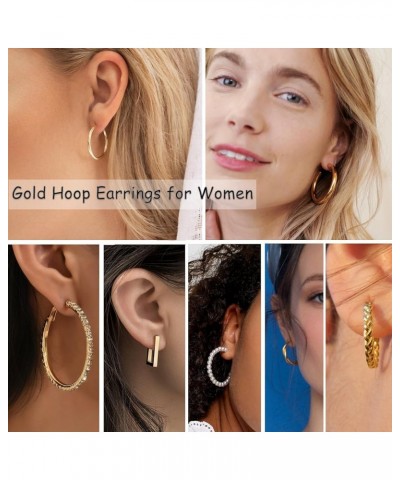 Gold Hoop Earrings Set for Women Trendy Multipack,Hypoallergenic Big Medium and Small Chunky Pearl Twisted Hoop Earrings Pack...