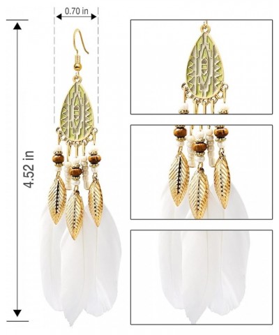 6 Pairs Women Feather Earrings Bohemian Fringe Tassel Long Drop Dangle Earrings Set with Dream Catcher Design Boho Earrings f...