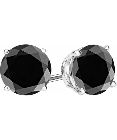 1/2-10 Carat Total Weight Black Diamond Stud Earrings 4 Prong Push Back Platinum 0.74 carats $154.60 Earrings