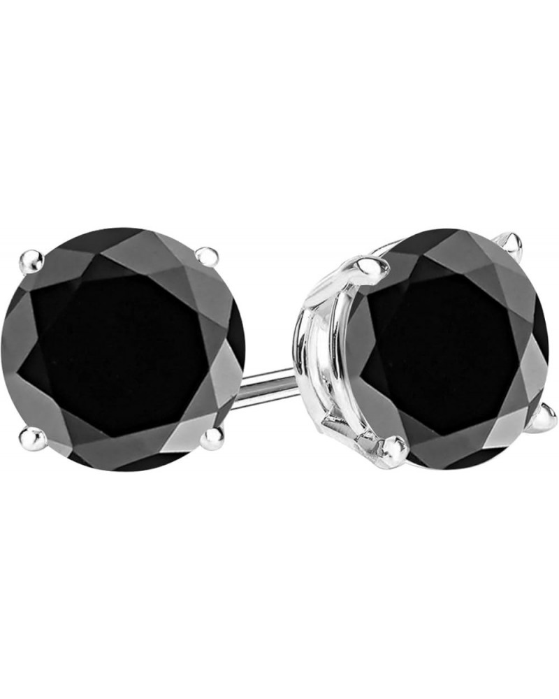 1/2-10 Carat Total Weight Black Diamond Stud Earrings 4 Prong Push Back Platinum 0.74 carats $154.60 Earrings