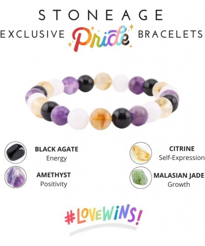 LGBTQ+ Pride Bracelet for Non-Binary - Handcrafted Natural Stone Jewelry Metal Free $12.48 Bracelets