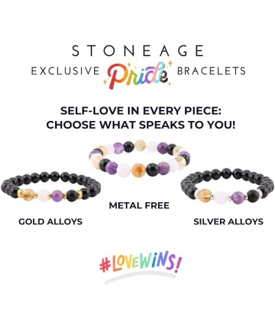 LGBTQ+ Pride Bracelet for Non-Binary - Handcrafted Natural Stone Jewelry Metal Free $12.48 Bracelets