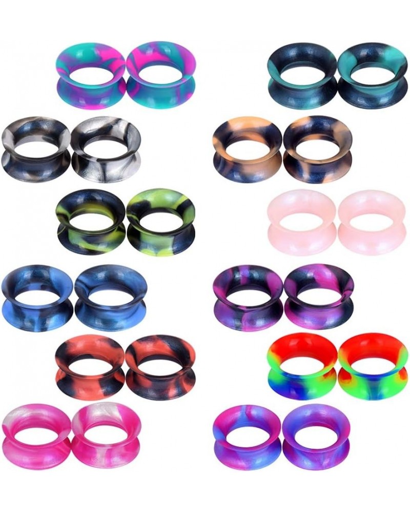 24PCS Silicone Flexible Ear Tunnels Gauges Plugs Stretchers Expander Double Flared Flesh Tunnels Ear Piercing Jewelry Gauge-3...