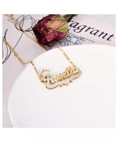 Custom Name Necklace with Heart 18K Gold-Plate Double Plated Name Necklace Personalized Nameplate Necklace Jewelry Gift for W...