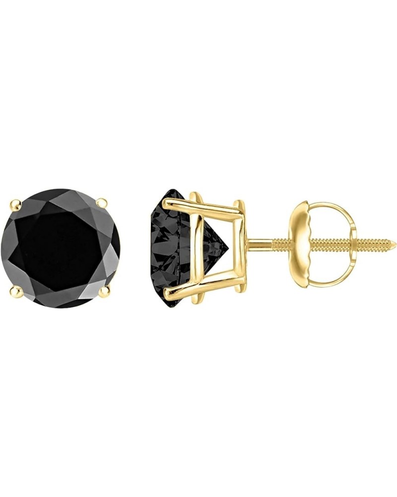 1/2-10 Carat Total Weight Black Diamond Stud Earrings 4 Prong Screw Back 2.99 Carat 14K Yellow Gold $447.84 Earrings