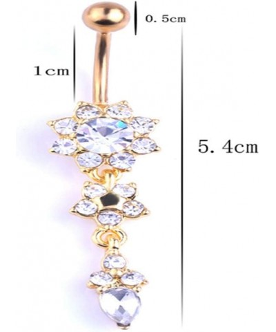 Stainless Steel Belly Button Ring Rhinestone Flower Navel Ring Piercing Jewelry Rose Gold Drill $3.87 Body Jewelry