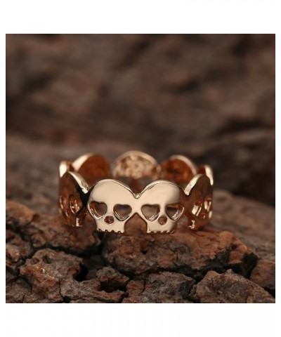 Gold Plated 14k & Sterling Silver Plated Hollow Heart Eyes Skeleton Skull Charm Band Ring Silver $7.40 Rings