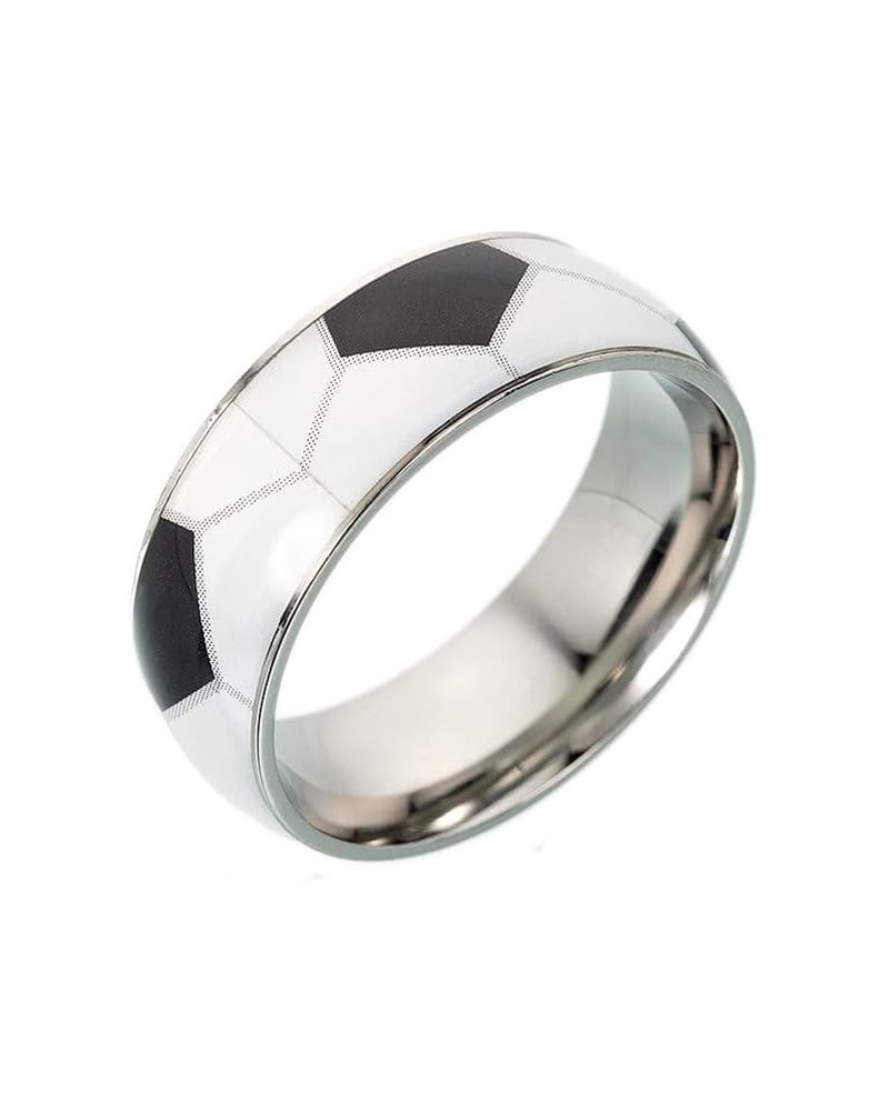 Unisex Stainless Steel Outdoor Sport Spinner Ring Unique NBA Basketball Band Soccer (silver non-rotatable) $8.21 Rings