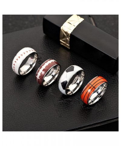 Unisex Stainless Steel Outdoor Sport Spinner Ring Unique NBA Basketball Band Soccer (silver non-rotatable) $8.21 Rings