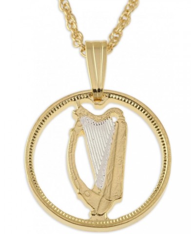 Ireland Harp Pendant & Necklace, Irish Three Pence Coin Hand Cut $38.50 Pendants