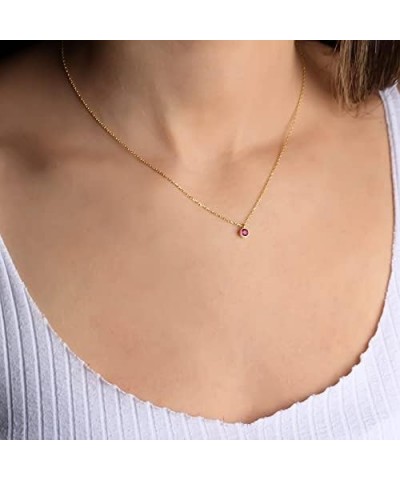 18K Gold Plated Dainty Birthstone Pendant Necklace Personalized Minimalist Simulated Diamond Cubic Zirconia Birthstone Charm ...