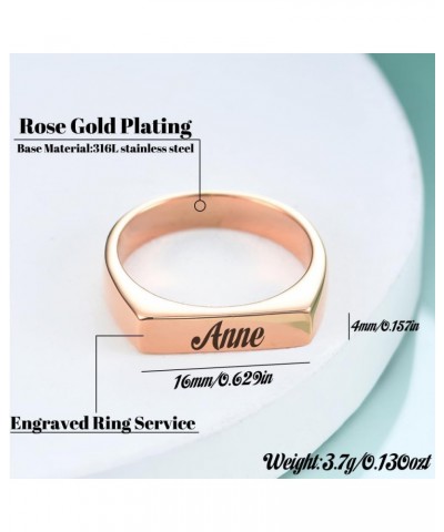 Custom Biker Rings for Men Women,Engrave Solid Polished Black Stainless Steel Signet Ring,Size 7-15 Rose Gold(4x16) $8.09 Rings