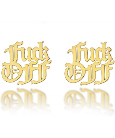 Gold Silver Rose Gold Fuck Off Stud Earrings 3Tone gold 2 $8.58 Earrings