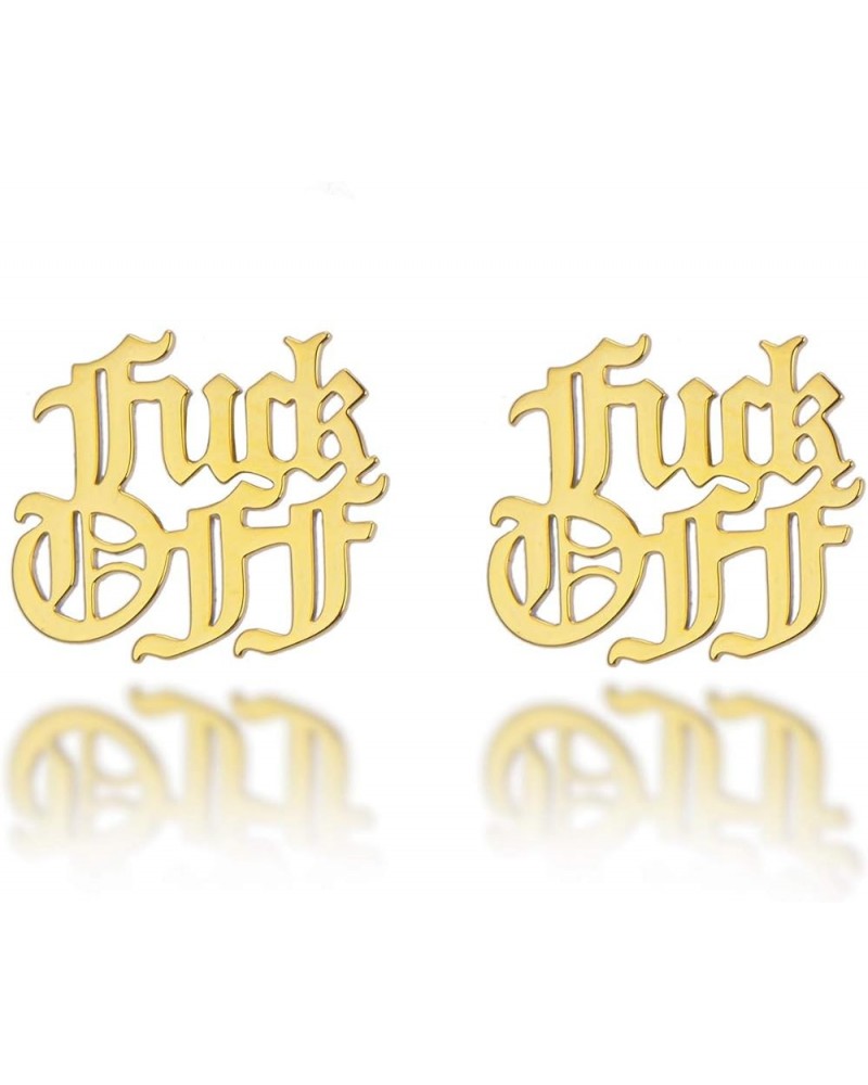 Gold Silver Rose Gold Fuck Off Stud Earrings 3Tone gold 2 $8.58 Earrings