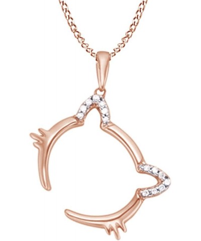 White Natural Diamond Cat-Head Pendant Necklace in 14k Gold Over Sterling Silver rose-gold-plated-silver $38.88 Necklaces