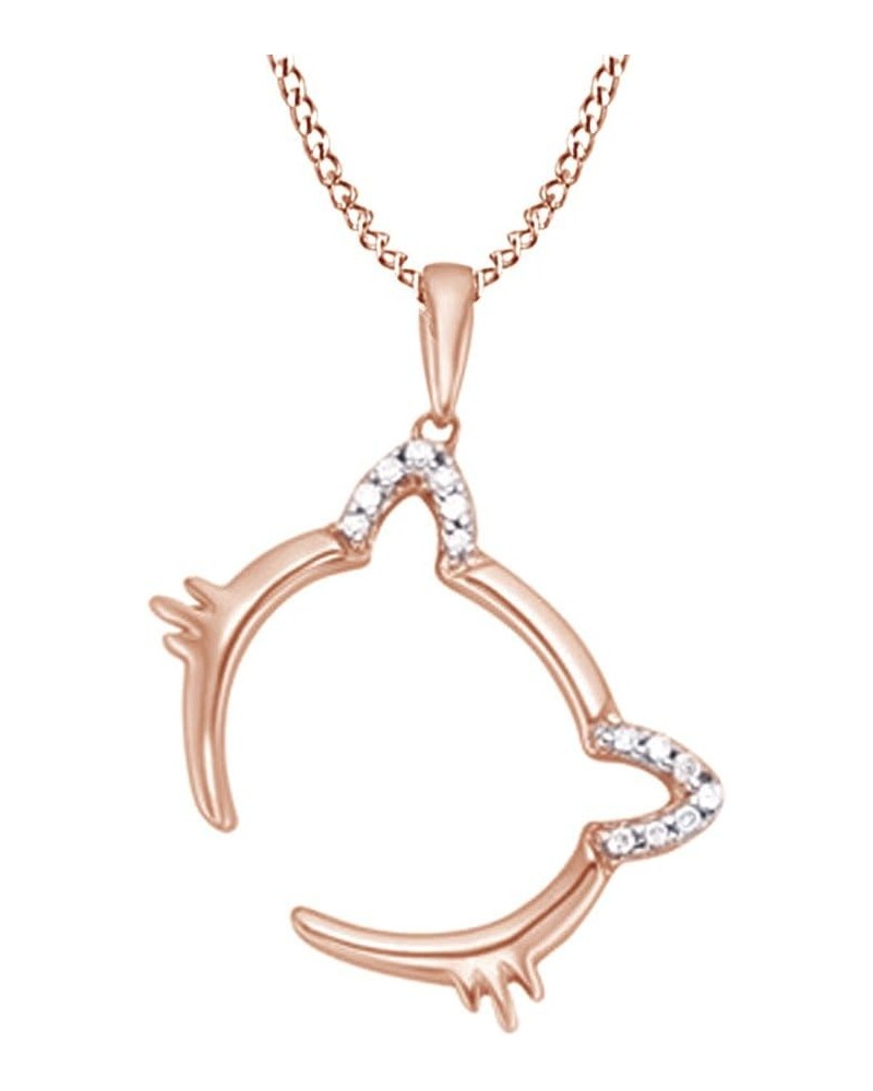 White Natural Diamond Cat-Head Pendant Necklace in 14k Gold Over Sterling Silver rose-gold-plated-silver $38.88 Necklaces