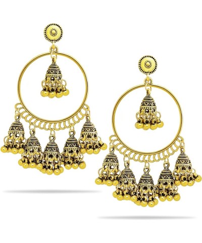 Ethnic Bali Jhumka Jhumki Lotus Mexico Gypsy Dangle Earrings Traditional Ear Studs with Gift Box Moon-RetroGold $7.94 Earrings