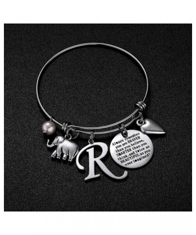 Initial Charm Bracelet Elephant Llama Pineapple Horse Gifts for Women Girls, Engraved Quote Charm Bracelet Jewelry Gifts "Ele...