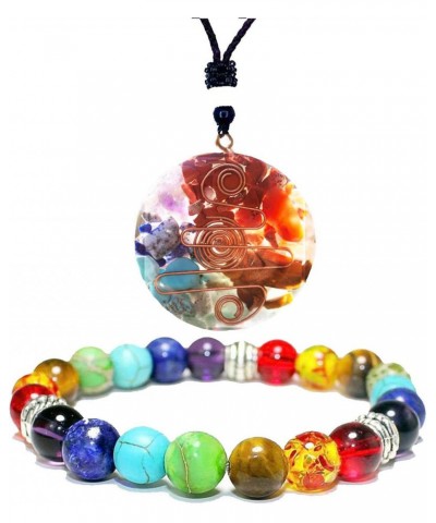 7 Chakra Necklace Chakra Bracelet Jewelry Set for women men Healing colorful Energy Stones Pandent and Bracelets $27.52 Jewel...