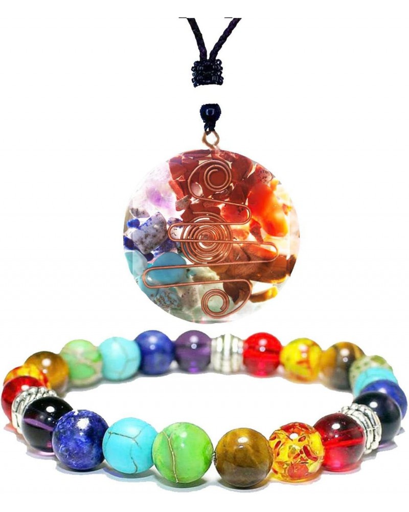 7 Chakra Necklace Chakra Bracelet Jewelry Set for women men Healing colorful Energy Stones Pandent and Bracelets $27.52 Jewel...