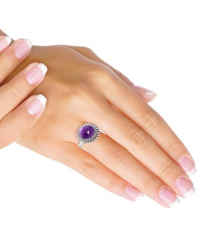 925 Sterling Silver Handmade Ring for Women 12 MM Round Gemstone Statement Jewelry for Gift (99009_R) Amethyst $18.06 Rings