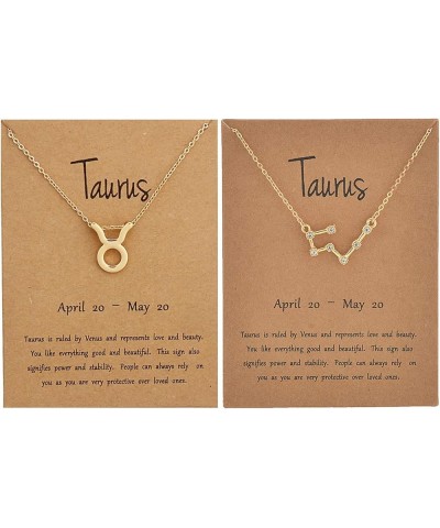 2Pcs Gold Zodiac Necklace Set 12 Constellation Moon Pendant Necklace Zodiac Jewelry Gifts Taurus $7.64 Necklaces