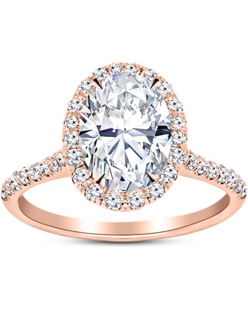 1.25 Ctw Oval Cut Halo 14K White Gold Natural Diamond Engagement Ring (H-I Color I1-I2 Clarity 1 Ct Center) 9.5 Rose Gold $86...