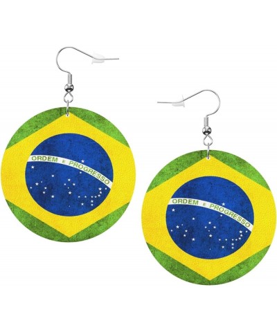 2022 World Football Teams National Flag Women Round Leather Earrings Soccer Dangle Earrings for Girls National Soccer Team Fa...