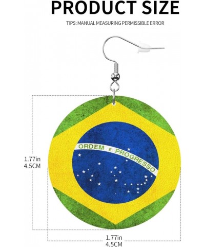 2022 World Football Teams National Flag Women Round Leather Earrings Soccer Dangle Earrings for Girls National Soccer Team Fa...