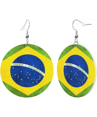 2022 World Football Teams National Flag Women Round Leather Earrings Soccer Dangle Earrings for Girls National Soccer Team Fa...