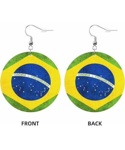 2022 World Football Teams National Flag Women Round Leather Earrings Soccer Dangle Earrings for Girls National Soccer Team Fa...