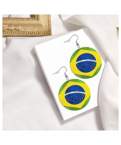 2022 World Football Teams National Flag Women Round Leather Earrings Soccer Dangle Earrings for Girls National Soccer Team Fa...