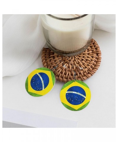 2022 World Football Teams National Flag Women Round Leather Earrings Soccer Dangle Earrings for Girls National Soccer Team Fa...