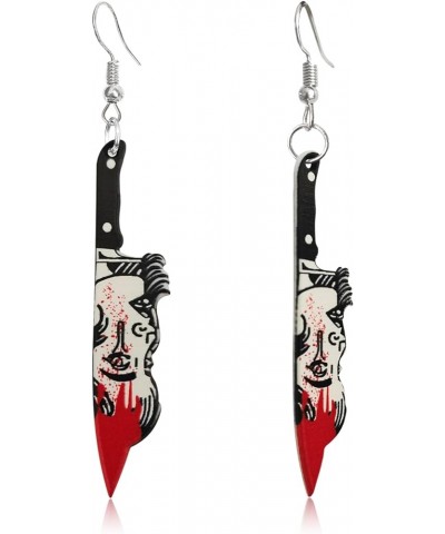 Unique Gothic Acrylic Black Blood Knife Drop Dangle Earrings Funny Creative Kitchen Knife Hook Earrings for Women Girls Kids ...