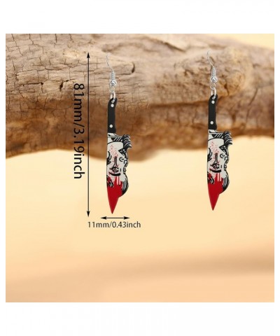 Unique Gothic Acrylic Black Blood Knife Drop Dangle Earrings Funny Creative Kitchen Knife Hook Earrings for Women Girls Kids ...