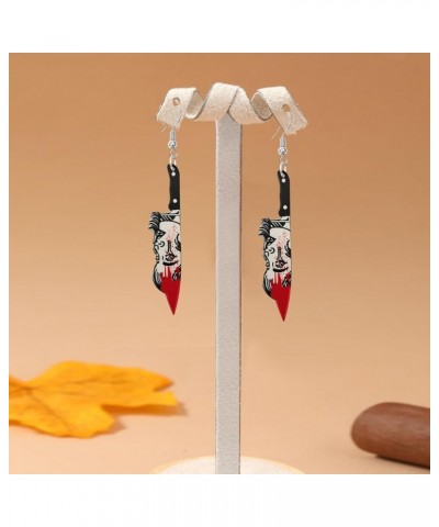 Unique Gothic Acrylic Black Blood Knife Drop Dangle Earrings Funny Creative Kitchen Knife Hook Earrings for Women Girls Kids ...