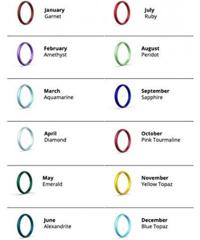 Classic Birthstone Silicone Ring – Unisex Wedding Engagement Band – Comfortable Breathable Band – 6.6mm Wide, 1.75mm Thick Bl...