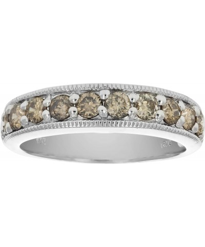 1/2 cttw Champagne Diamond Wedding Band Ring with Milgrain .925 Sterling Silver $37.50 Bracelets