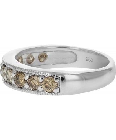 1/2 cttw Champagne Diamond Wedding Band Ring with Milgrain .925 Sterling Silver $37.50 Bracelets