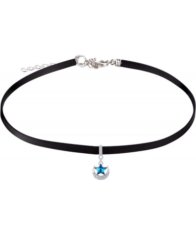 Black Leather Choker Necklace for Women Girls Teen Star moon $9.68 Necklaces