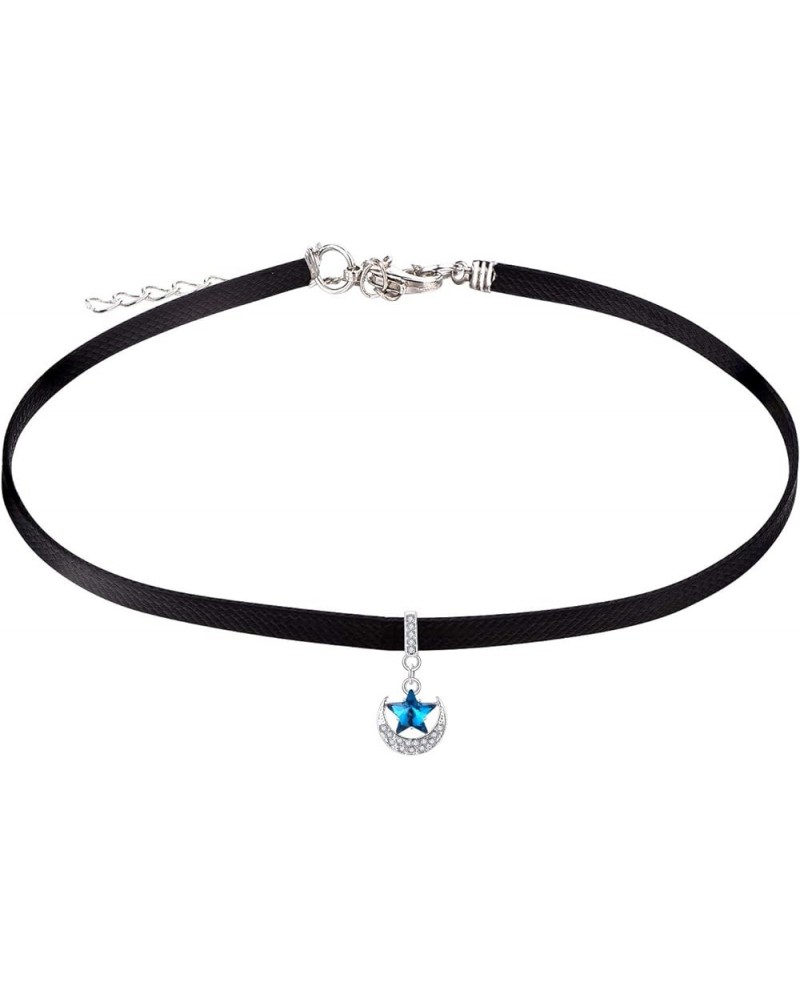 Black Leather Choker Necklace for Women Girls Teen Star moon $9.68 Necklaces