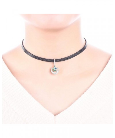 Black Leather Choker Necklace for Women Girls Teen Star moon $9.68 Necklaces